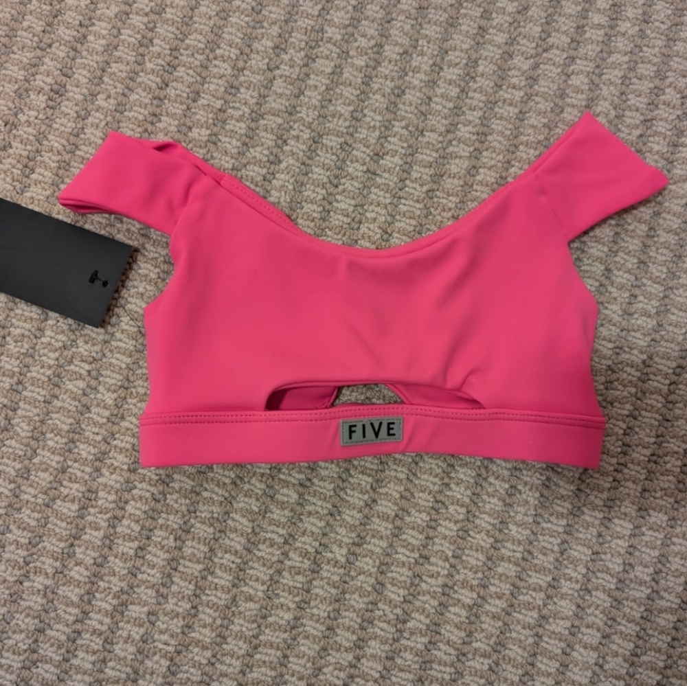 FIVE The Label Neon Pink Cutout Crop Dance Top YM NWT - Picture 3 of 4